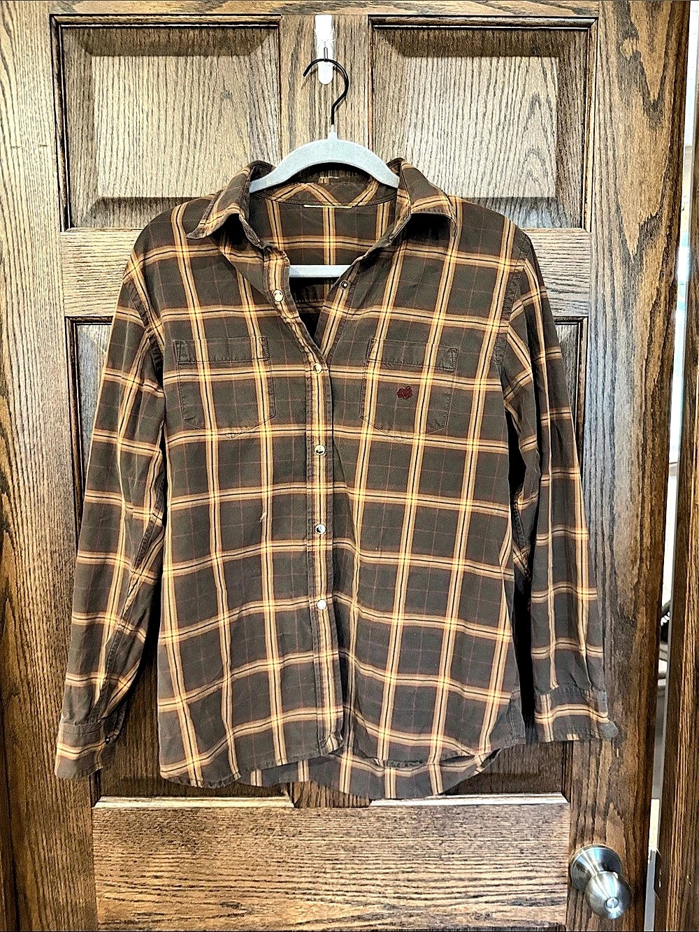 Lauren Ralph Lauren Plaid Button Down in Brown Tan Estimated XL